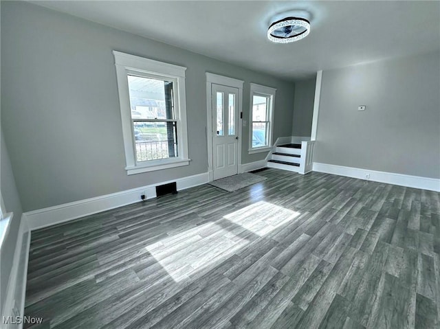 entrance foyer with dark hardwood / wood-style floors