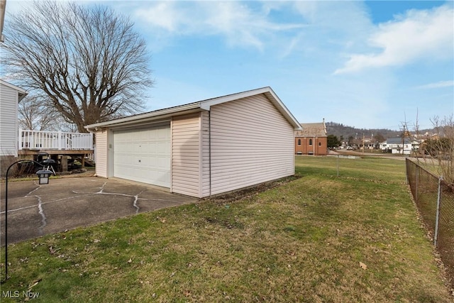 garage with a yard