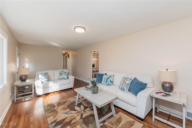 living room featuring hardwood / wood-style flooring