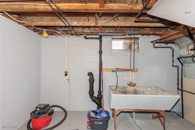 basement with sink