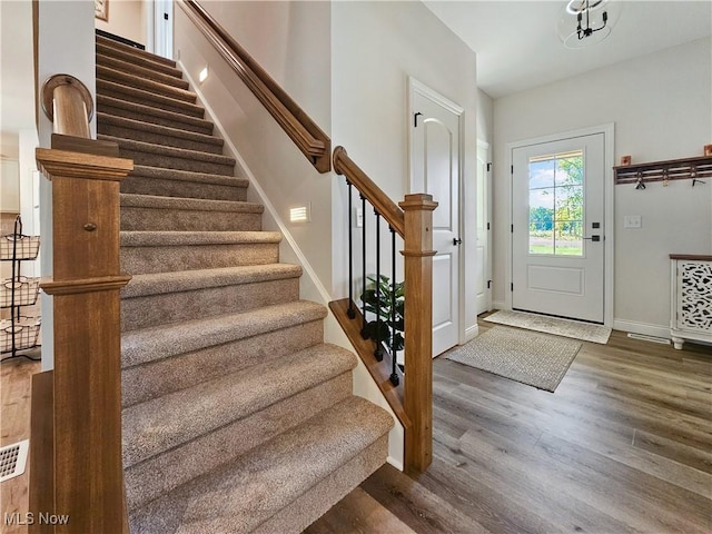 entrance foyer with dark wood-type flooring