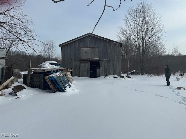 view of snow covered structure