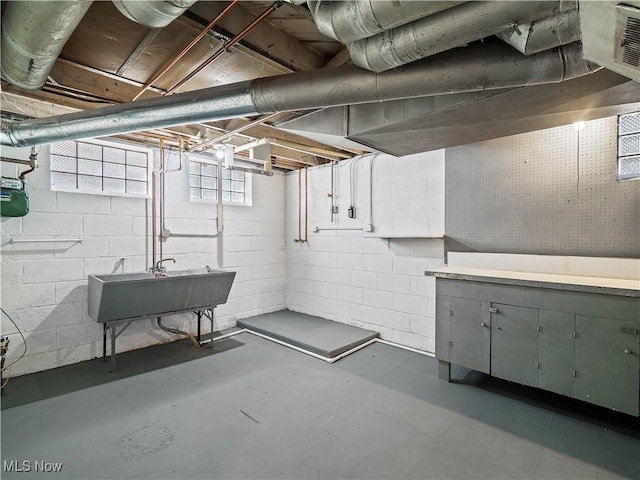 basement featuring sink