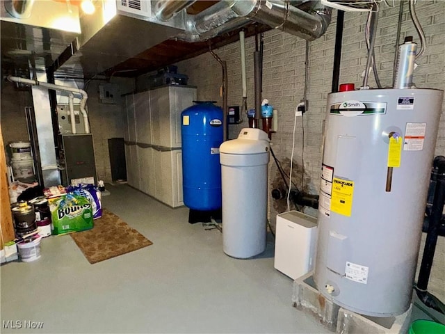 utility room with water heater