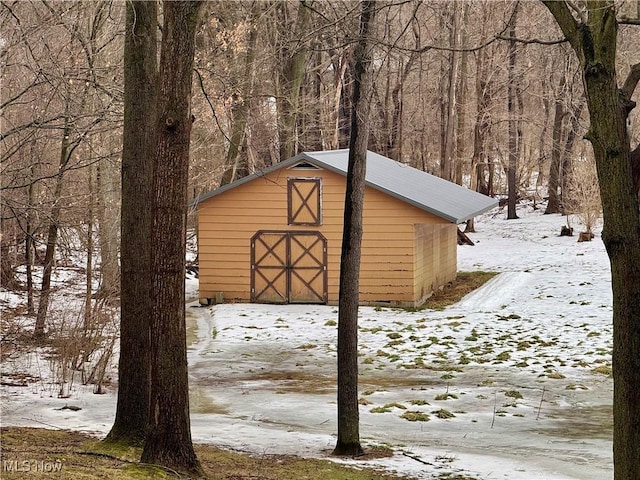 view of snow covered structure