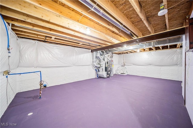 basement with heating unit