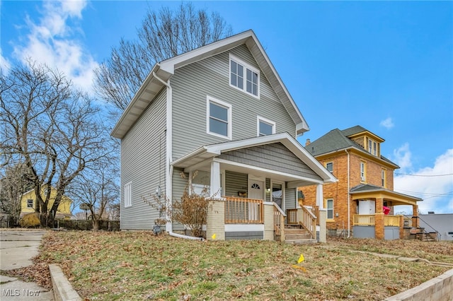 view of front of property featuring covered porch