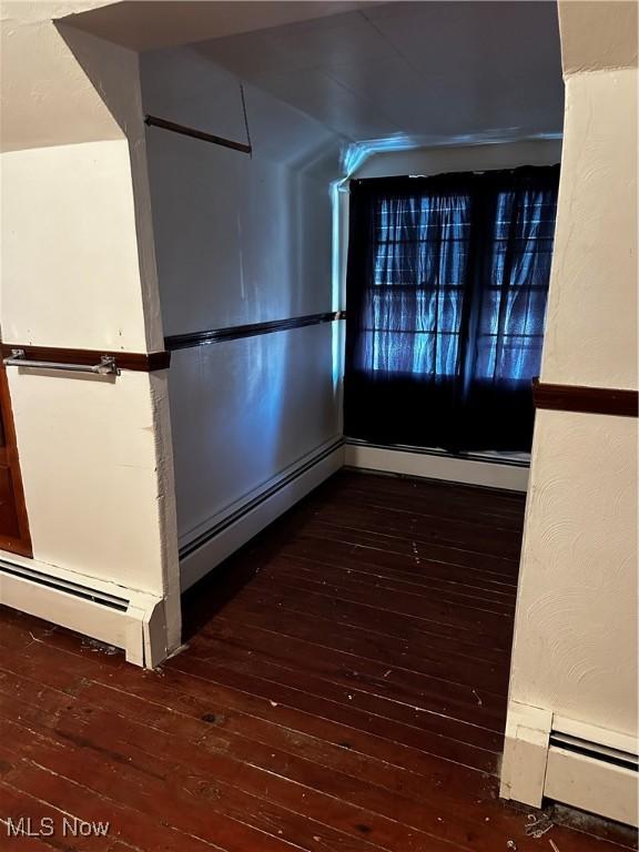 interior space with dark wood-type flooring