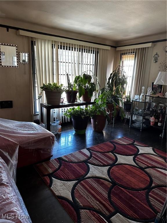 living room with hardwood / wood-style flooring