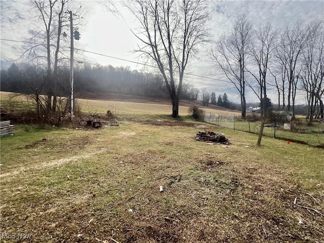 view of yard with a rural view