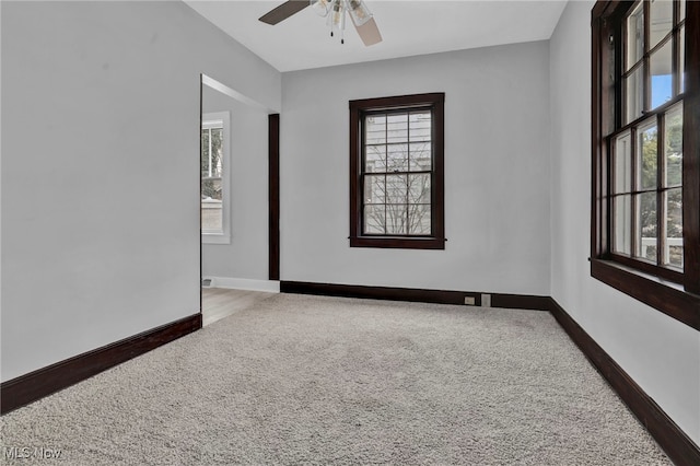 unfurnished room featuring a wealth of natural light and carpet flooring