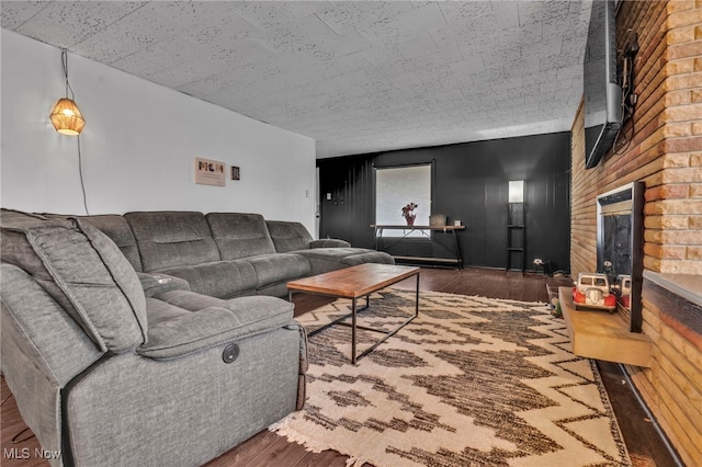 living room with hardwood / wood-style flooring