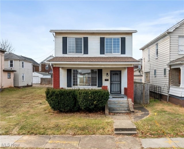 view of front of property with a front yard