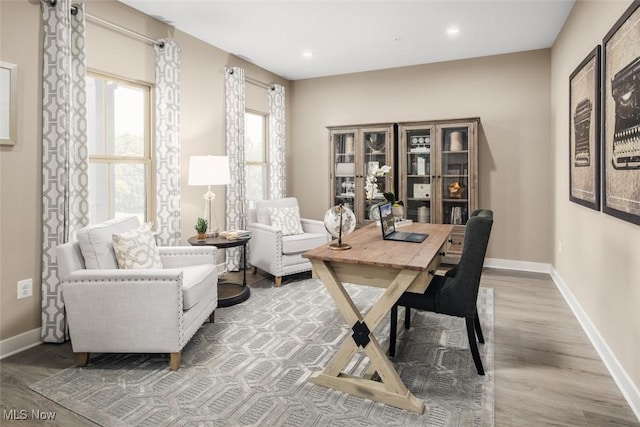 home office featuring light wood-type flooring