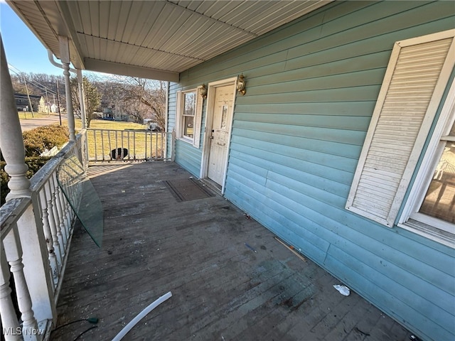 wooden deck with covered porch