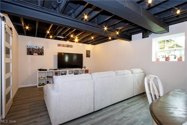 living room featuring hardwood / wood-style flooring