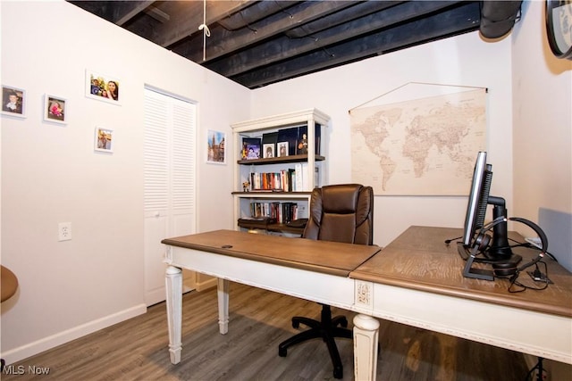 home office featuring wood-type flooring