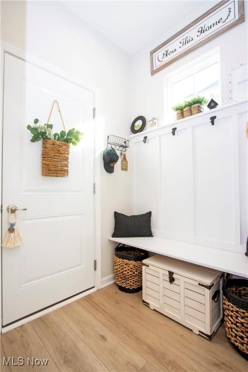 mudroom featuring light wood-type flooring