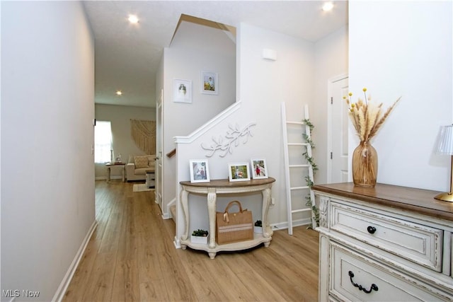 hall featuring light wood-type flooring