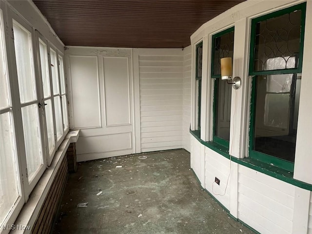 view of unfurnished sunroom