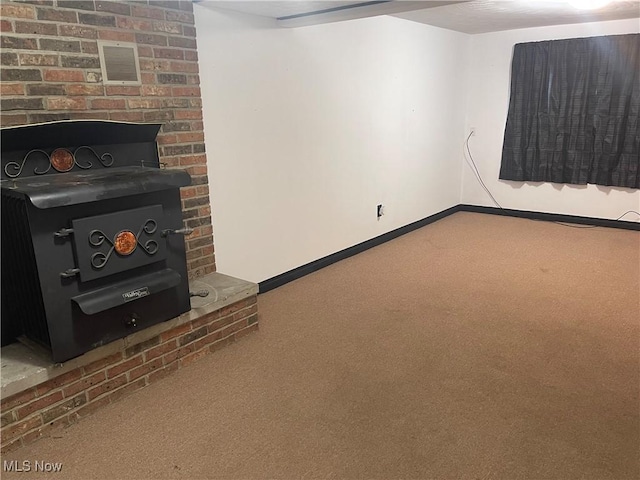 basement with carpet flooring