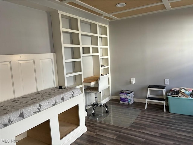 420 N 14th St, Cambridge, OH 43725 - office with wood finished floors, baseboards, and coffered ceiling