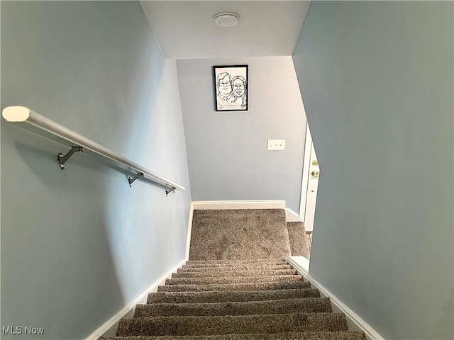 staircase with carpet