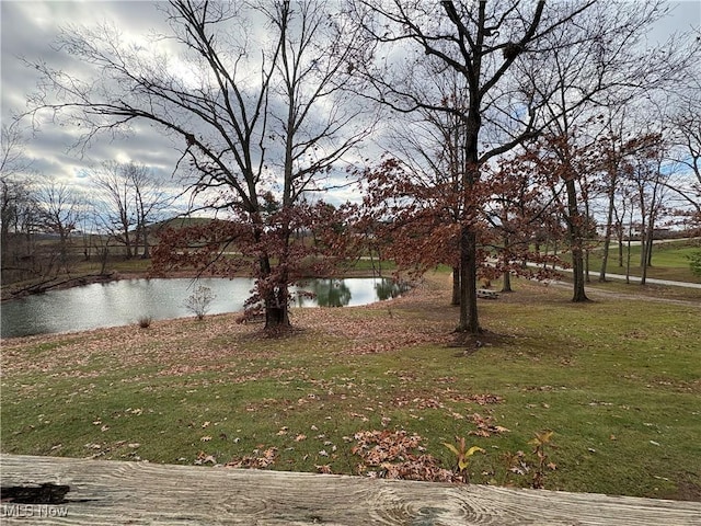 view of yard featuring a water view