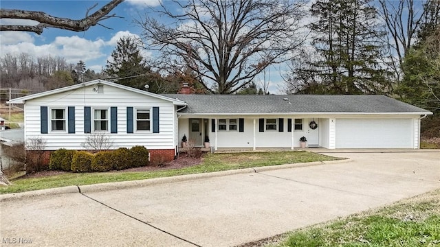 single story home with a garage