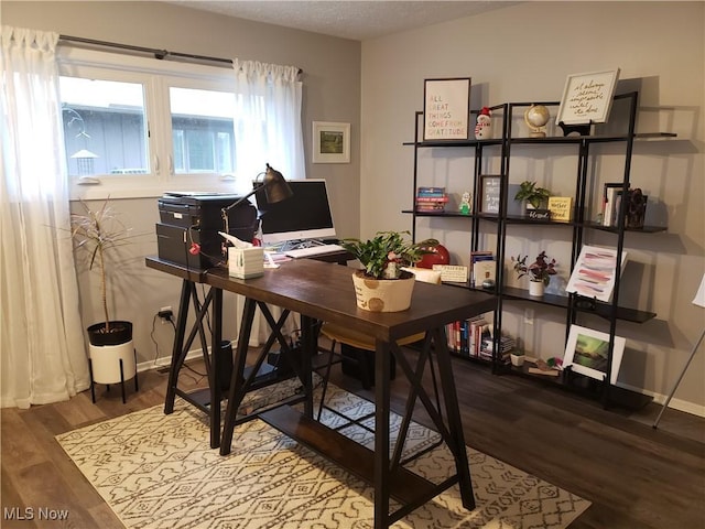 office area featuring hardwood / wood-style floors