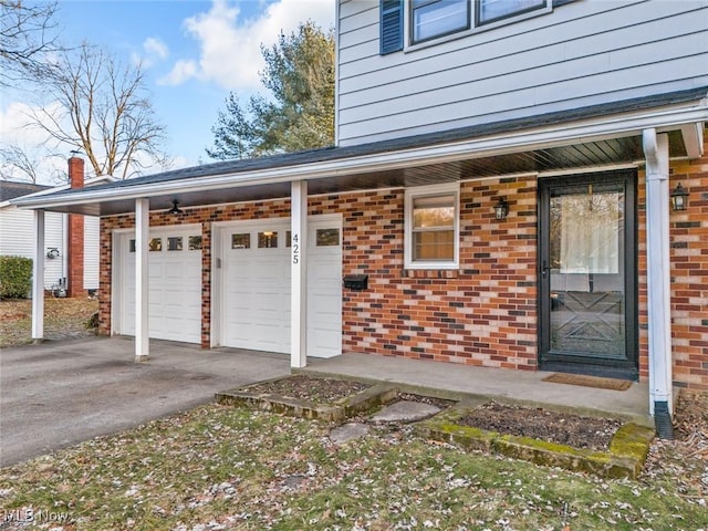 exterior space with a garage