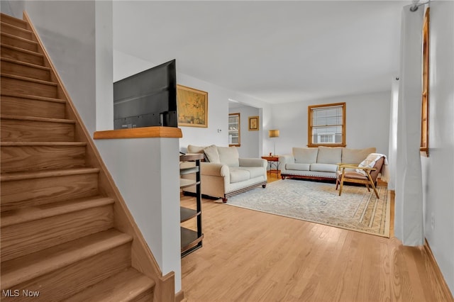 living room with hardwood / wood-style flooring