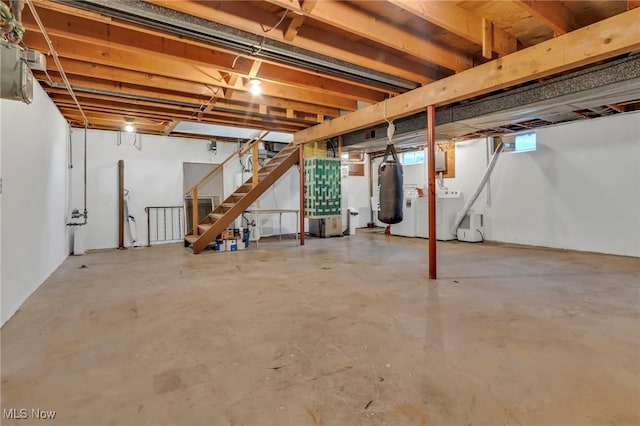 basement featuring independent washer and dryer