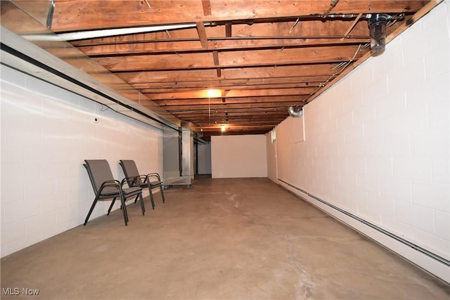 basement with a baseboard radiator