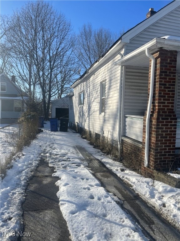 view of snowy exterior