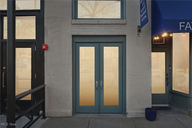 entrance to property with french doors