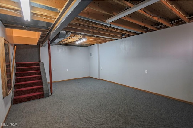 basement with carpet