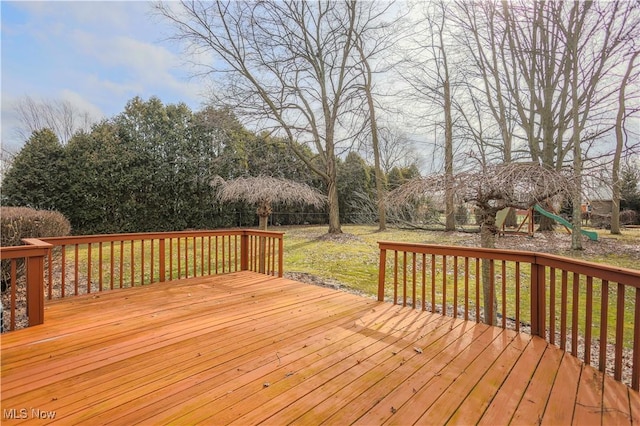 deck with a playground