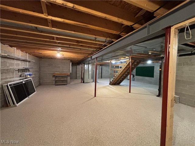 basement featuring water heater