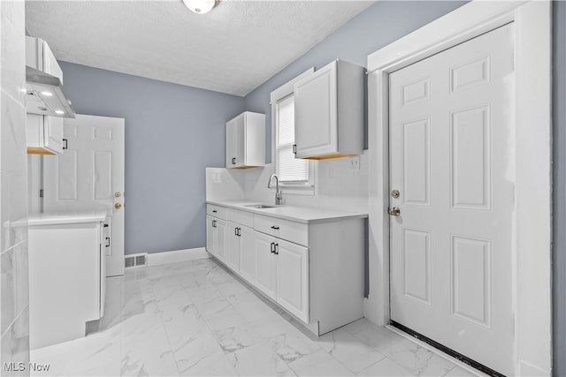 washroom featuring sink and a textured ceiling