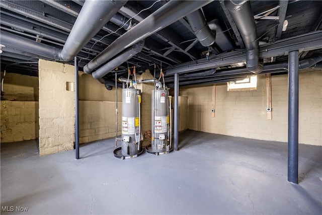 basement with gas water heater