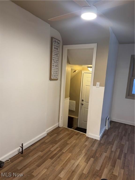 interior space with dark wood-type flooring