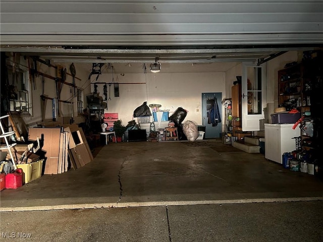 garage with a garage door opener