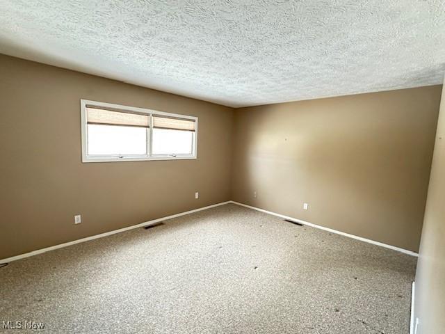 carpeted spare room featuring a textured ceiling