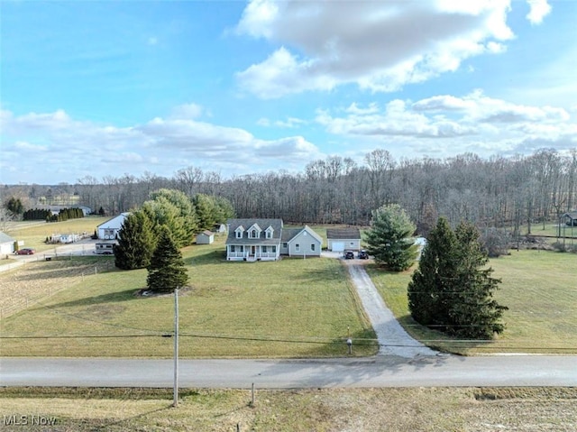 drone / aerial view with a rural view