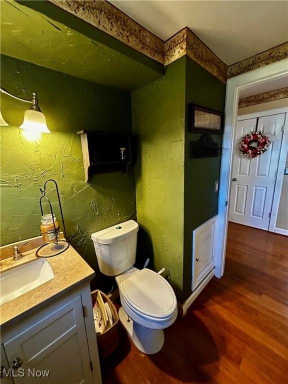 130 Rauch Dr, Marietta, OH 45750 - bathroom featuring wood-type flooring, toilet, and vanity