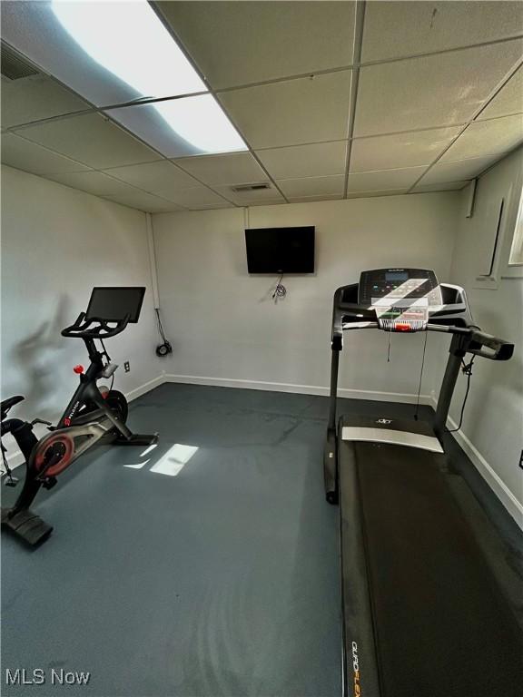 130 Rauch Dr, Marietta, OH 45750 - workout area with a paneled ceiling