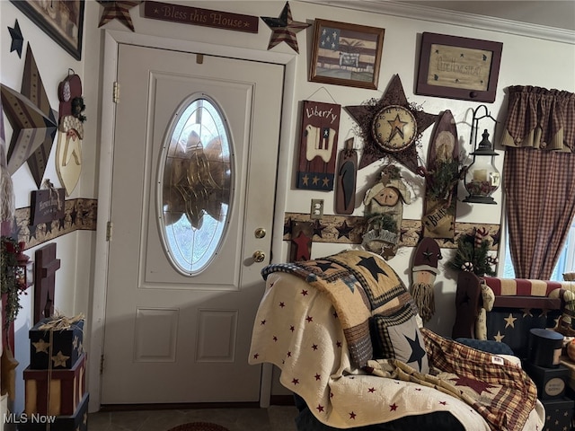 foyer with ornamental molding