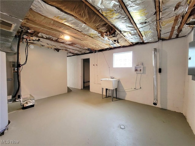 basement with sink