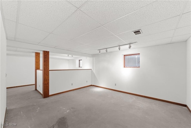 34210 Beacon Dr, Willoughby, OH 44094 - basement with rail lighting and a paneled ceiling